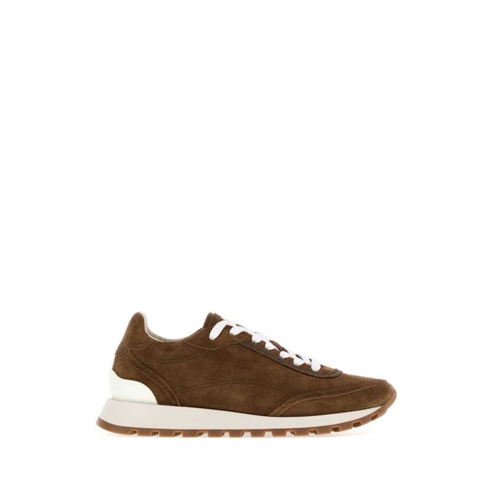 Brunello Cucinelli Women Brown Suede Sneakers